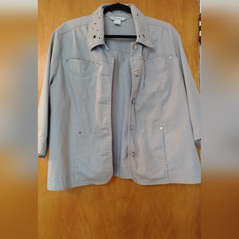 TanJay Women's Gray Studded Utility Jacket